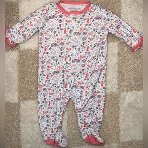 Magnetic Me Floral Bunny Footie Onesie - Pink, Blue, and White